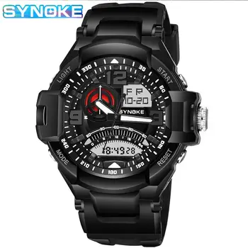 

SYNOKE Sports Watch Men Fashion Waterproof LED Alarm Digital Watch Dual Movement Relogio Masculino Reloj Hombre Watch for Men