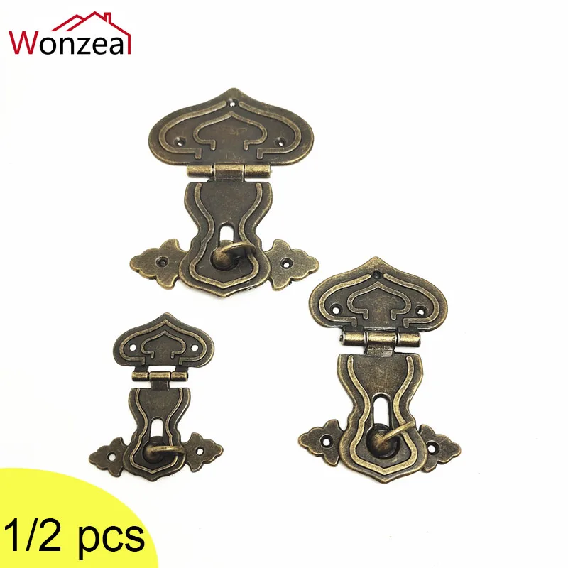 

1/2pc Lock Hasp Hook Metal Antique Bronze Decorative Wooden Box Case Chest Padlock Vintage Zinc Alloy Hardware With Screws