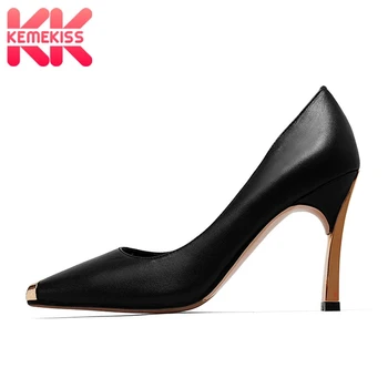 

KemeKiss Sexy Western Style Women Pumps Real Leather Square Toe High Heel Shoes Women Fashion Slip On Party Footwear Size 33-41
