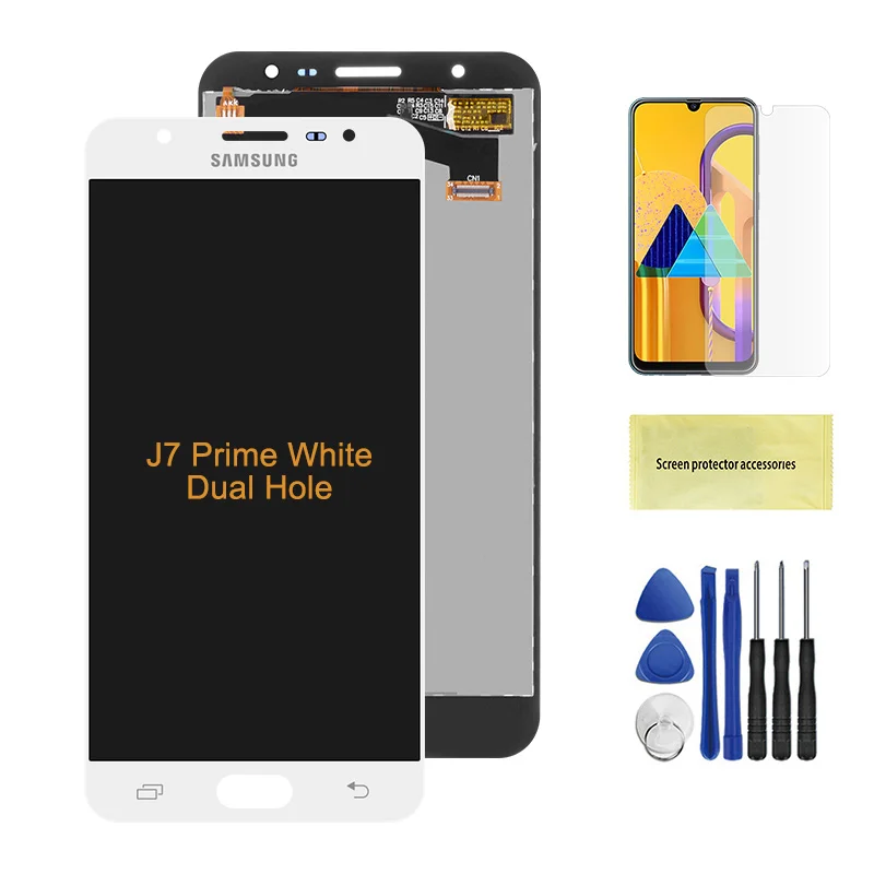 5," дисплей для SAMSUNG Galaxy J7 Prime lcd сенсорный экран G610 G610F G610M для SAMSUNG J7 Prime G610 lcd - Color: Dual Hole White