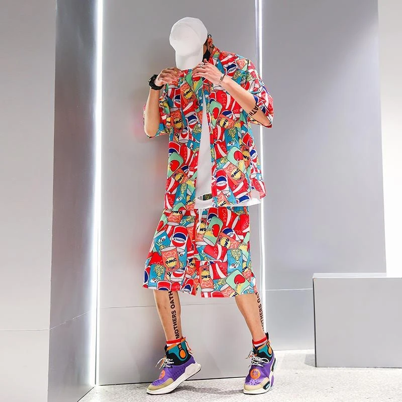 Suit Two-Piece Handsome-Set Beach-Vacation Male Summer Men Casual Brand New Hip-Hop Trend