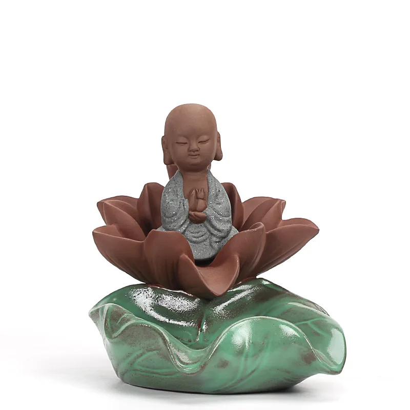 

Manufacturers Direct Selling Reverse Flow Censer Clay Ceramic "Incense Burner Tower Censer Vintage Home Little Monk Lotus Decora