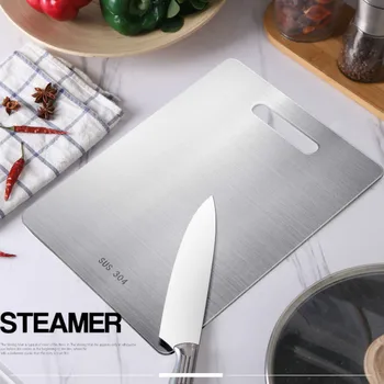 

304 Stainless Steel Chopping Cutting Board Food Grade Mildew Proof Antibacterial Antirust Sturdy Durable Kitchen Small Tools