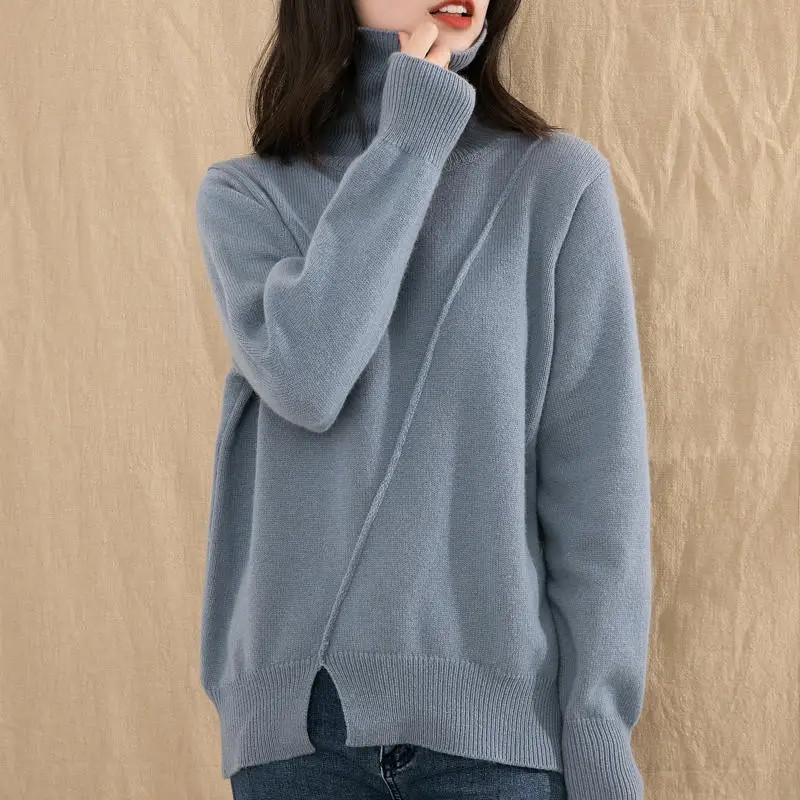 blue grey Женские свитера, кашемир, вязанные пуловеры, горячая распродажа, женские джемперы, 4 цвета, водолазка, стандартная одежда, свитер - Цвет: blue grey
