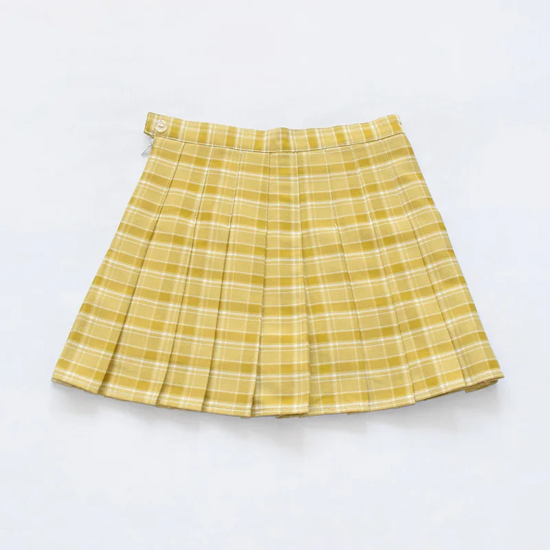 Jli May клетчатая юбка в складку для девочек короткие мини-юбки женские Униформа Харадзюку с высокой талией в Корейском стиле японский Повседневная Уличная одежда; сезон осень - Цвет: Цвет: желтый