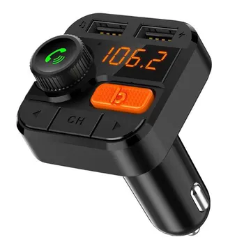 

Bluetooth Car Charger Car Bluetooth Portable Bluetooth Car Kit Fm Transmitter Handsfree Dual USB Bass Button Universal