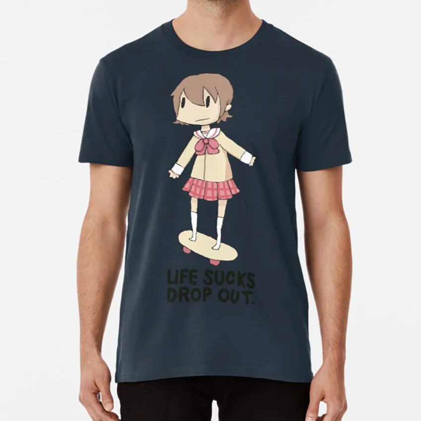 Футболка nichijou life sups drop out skate skateboarding хипстер пиксель | Мужская одежда