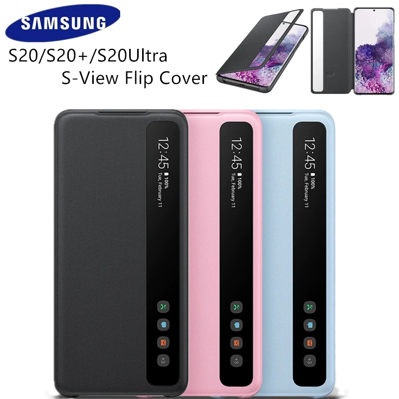 

Original Samsung Mirror Smart View Flip Case For Samsung Galaxy S20/S20+/S20 Plus/Ultra 5G Phone LED Cover S-View Cases EF-ZG980