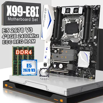 شراءJINGSHA X99 E8I مجموعة اللوحة الأم مع E5 2678V3 و 4 قطعة 8GB DDR4 2400MHZ ECC REG RAM دعم توربو دفعة