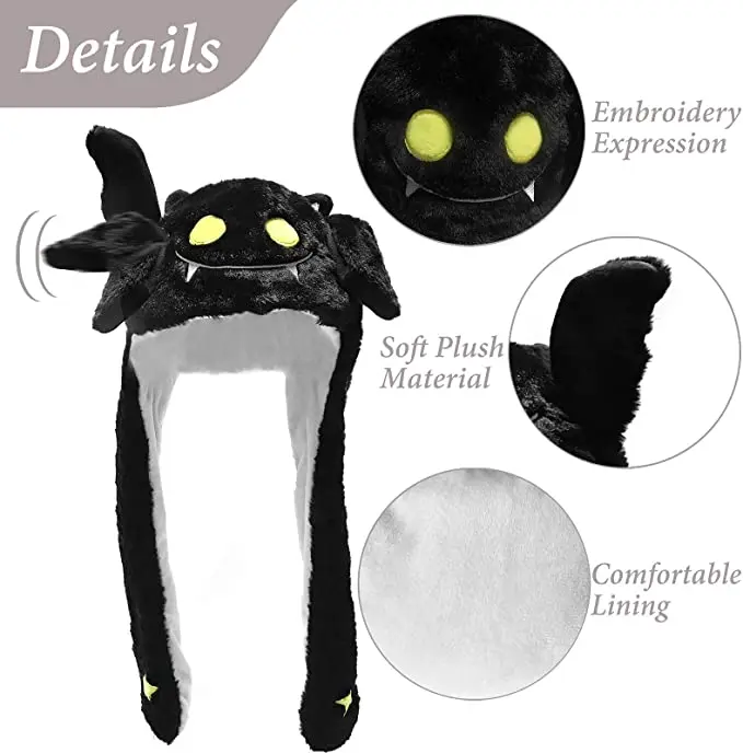 Sombrero de felpa con orejas móviles para niños y niñas, gorro divertido de felpa con diseño de fantasma, Unisex, Cosplay, fiesta de Halloween