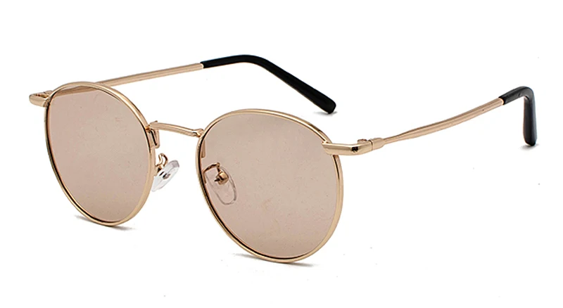 light brown lens Peekaboo очки прозрачные круглые, металлические солнцезащитные очки стиль, мужские очки солнечные желтые золотые красные линзы, Ретро солнцезащитные, uv400 рождения, подарок - Цвет линз: light brown lens