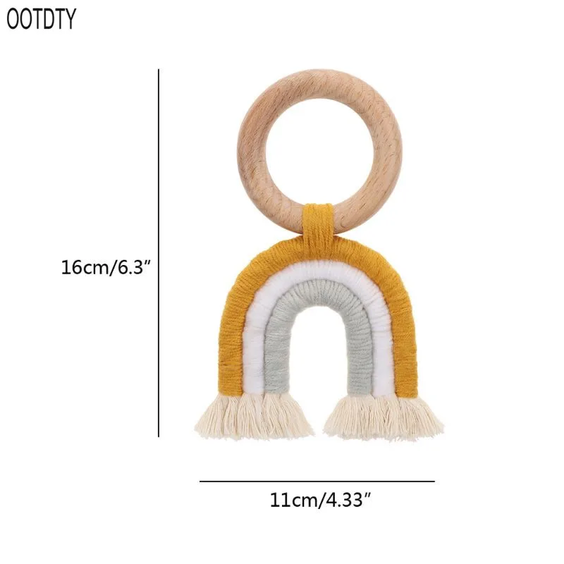 Детские Прорезыватели для зубов, радужные деревянные детские Прорезыватели в стиле бохо, детские игрушки, подарок для душа