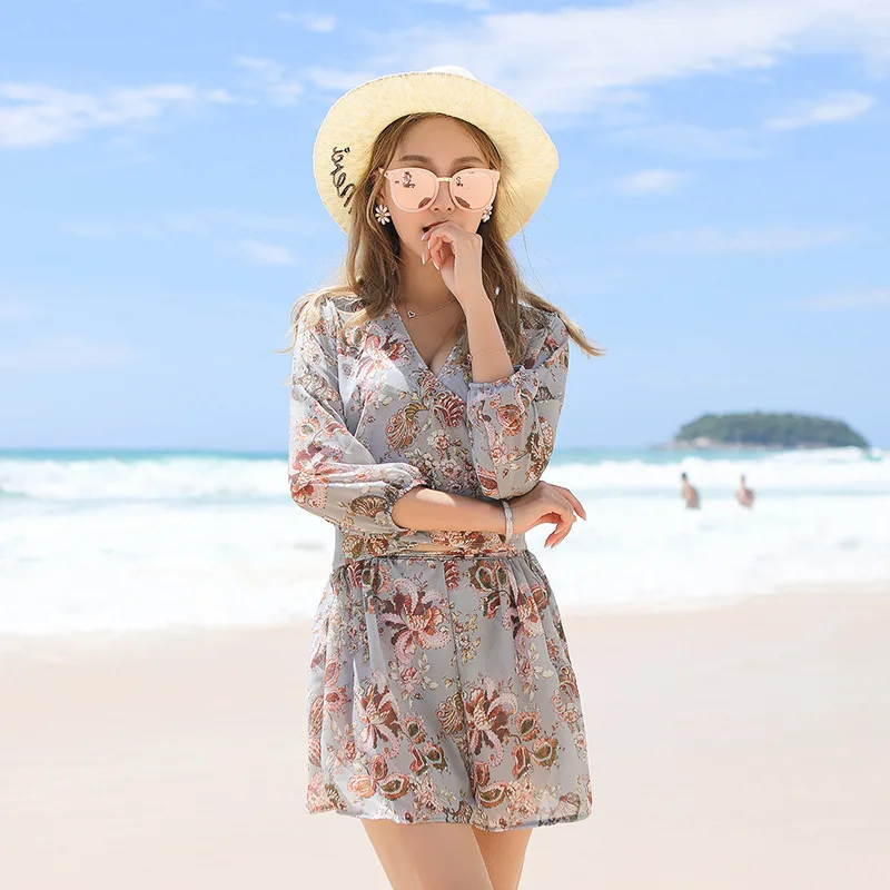 

Xigeer 2018 New Style WOMEN'S Swimsuit Women's Small Bust Gathering Skirt Sexy Bikini Three-piece Set Hot Springs Swimwear