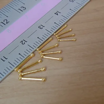 

1 Pair of Earrings Pure 24k Yellow Gold Luck Mini Stick Stud Earrings 9-10mmL 0.34g