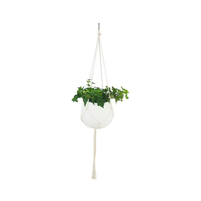 Vintage Decor Plant Hanging Basket Net Flowerpot Plant Holder Hanging Knotted Lifting Rope Garden Garden Decor Random Color