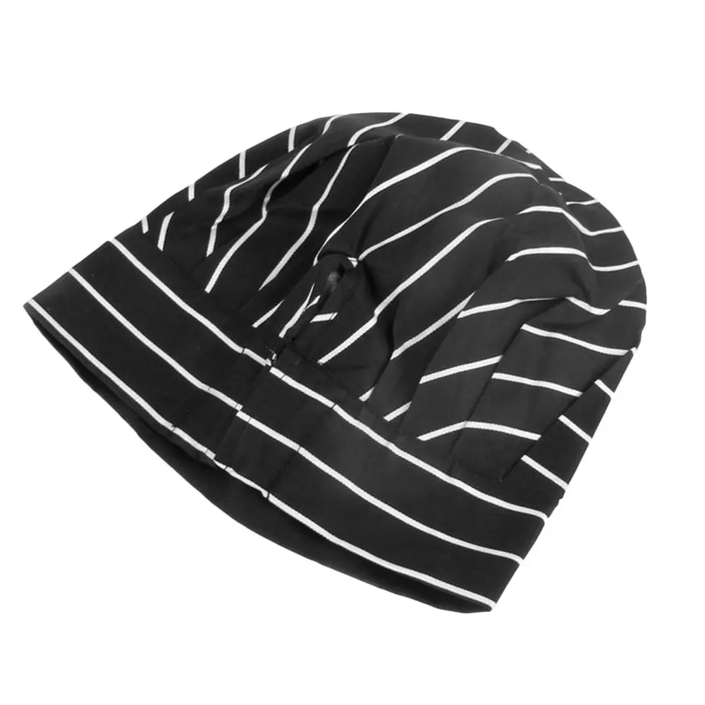 white black stripe Поварская Кепка эластичная Baker Регулируемая поварская шляпа 6 узоров мужские аксессуары для питания ресторанов, отелей, кухни, бизнеса - Цвет: white black stripe