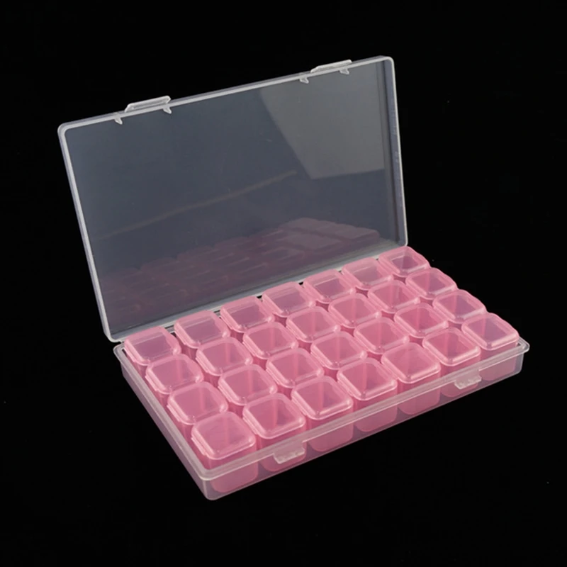 Красочные пластиковые 28 сетки Шкатулка Контейнер алмаз вышивальный Органайзер медицина инструменты для вышивки картин со стразами для хранения