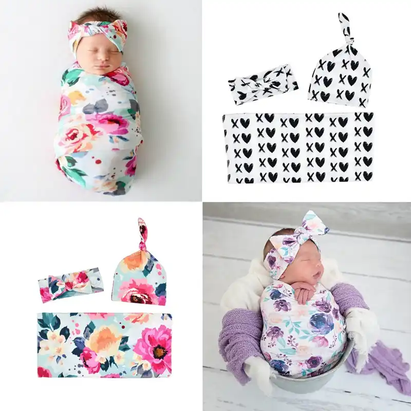 Hat and swaddle set girl Clearance