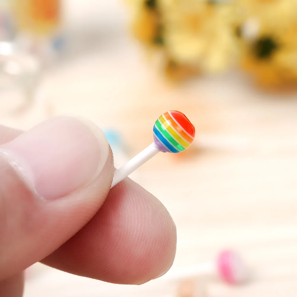 New 1/12 Miniature Food Dessert Sugar Mini Lollipops With Case Holder Candy For Doll House Kitchen Furniture Toys Accessories 3