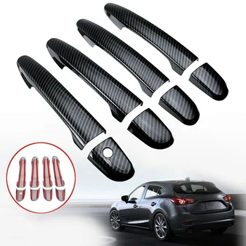 

8Pcs Carbon Fiber Style ABS Outside Door Handle Cover Trim for Mazda 3 6 CX-3 CX-4 CX-5 2013-2018