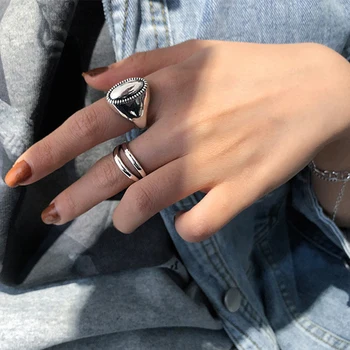 

LISM New Fashion 925 Sterling Silver Finger Rings for Women Couples Korean Simple Thai Silver Ring Party Jewelry Gift 2020