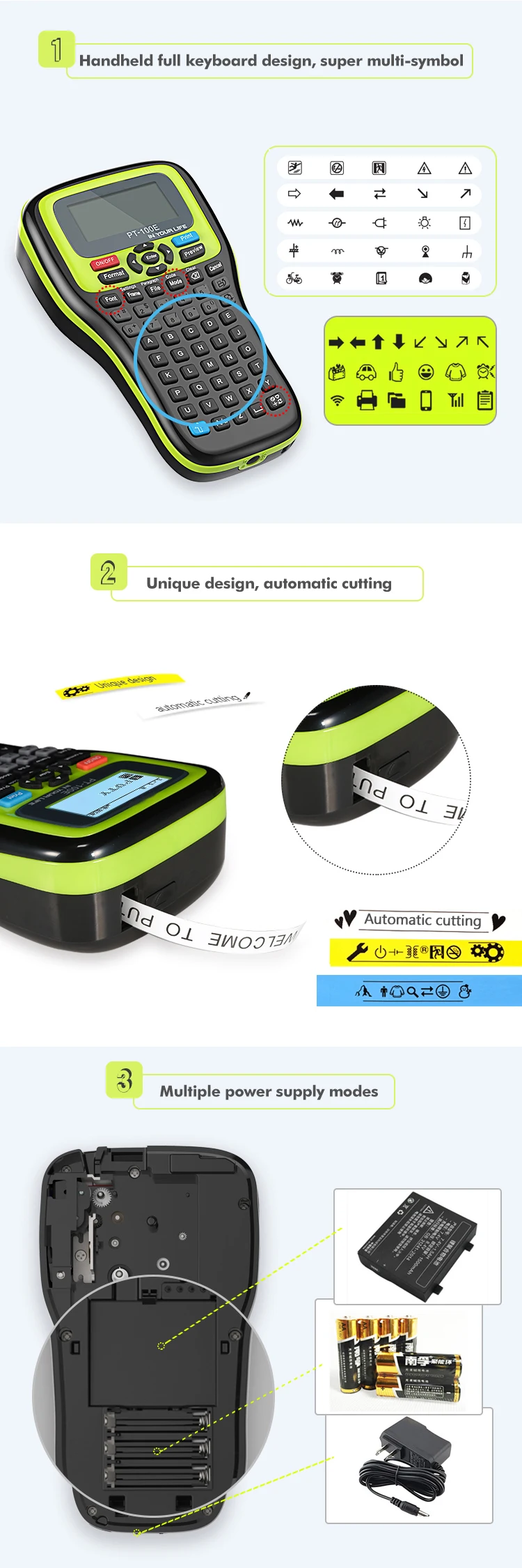 PUTY New arrival PT-100E sticker label printer Auto cutting label printers handheld portable label printer mini printer cheap