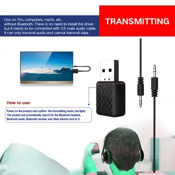 

USB Bluetooth Receiver Transmitters 5.0 Wireless 3.5mm Audio Music Stereo Adapter Dongle for TV PC Bluetooth Speaker Headphone