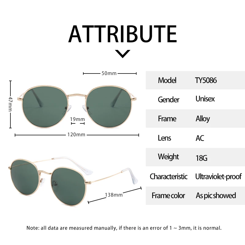 ladies sunglasses Round Men Sunglasses Women 2022 Brand Designer New Gafas De Sol Mujer Metal FrameFashion Sun Glasses for Summer Commission raybans women