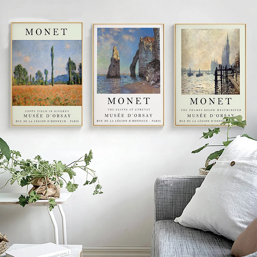 

Винтажный абстрактный пейзаж, настенное искусство, известный Моне, холст, живопись, скандинавский пейзаж, плакат, печать, картина для гостиной, домашний декор