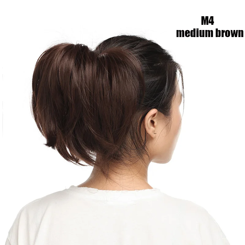 medium brown S-noilite грязный конский хвост Сделай Сам короткий Волнистый зажим в Коготь Конский хвост Наращивание волос Синтетические волосы для Updo поддельные волосы для женщин - Цвет: medium brown