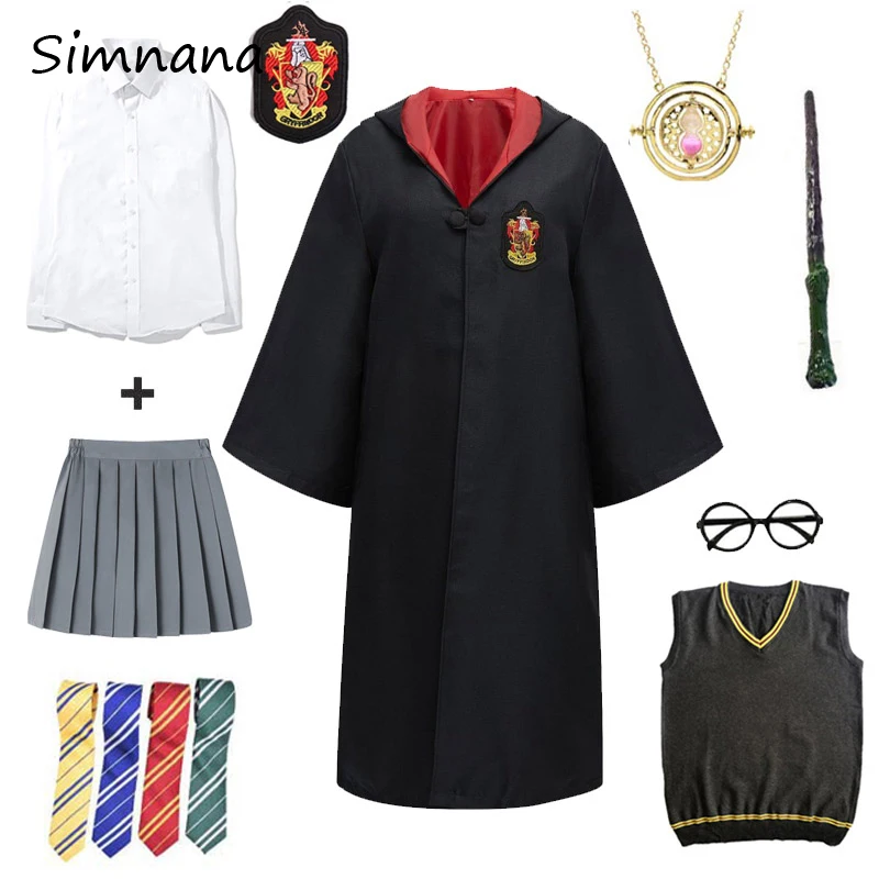 

Cosplay Potter Costume Magic Robe Cape Potter Cosplay Sweater Tie Scarf Wand Clothes Halloween Christmas Gifts For Kids Adult