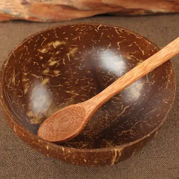 

Coconut Shell Bowl Spoon Craft Fruit Salad Noodle Rice Food Container Decoration Made of natural coconut shell