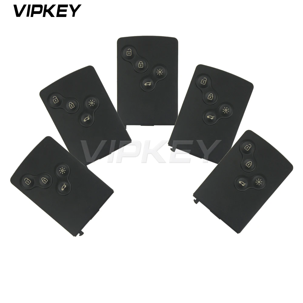 

Remtekey 2pcs smart key card case 4 Button For Renault Megane Koleos Scenic car key Card cover Black remote Key Fob Shell