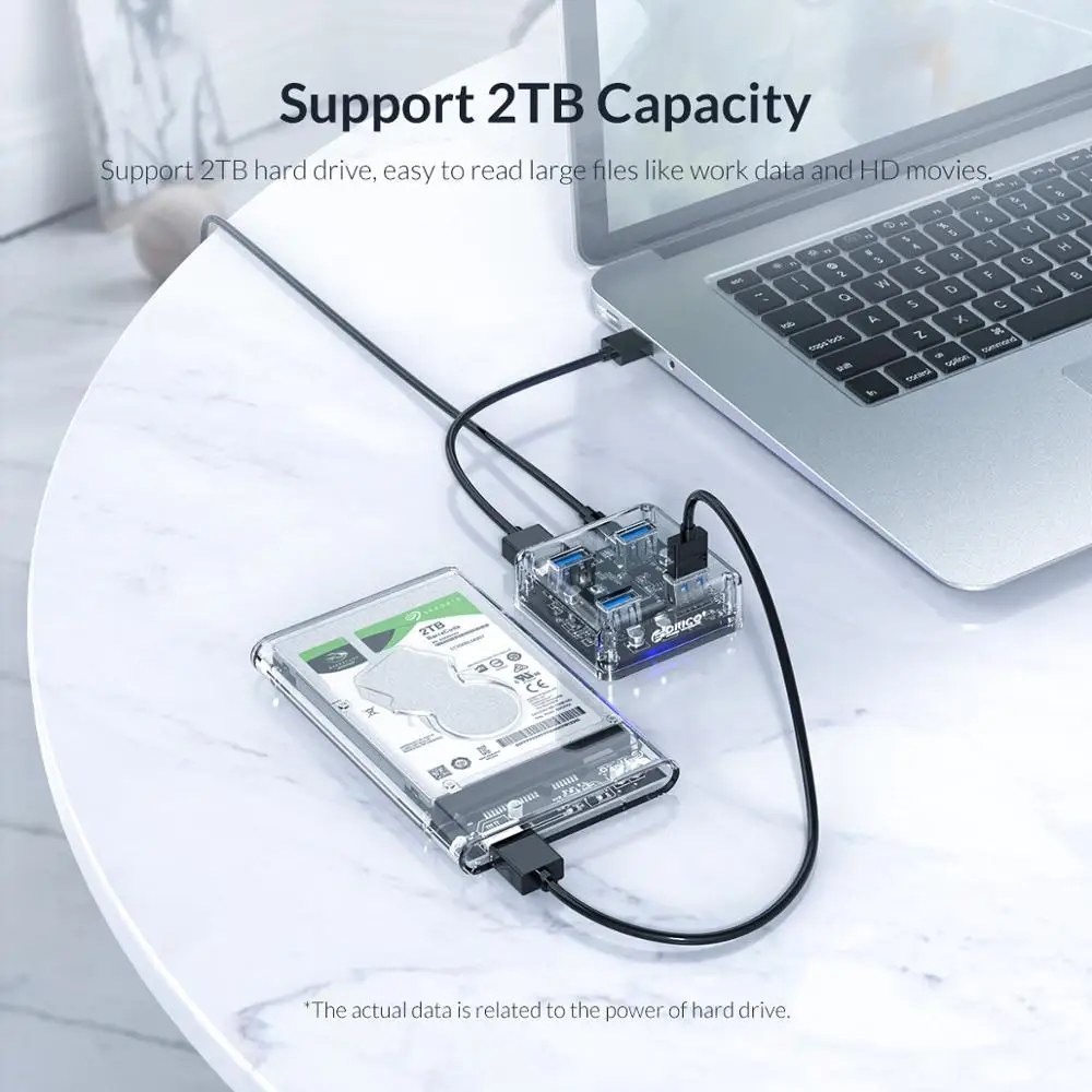 Прозрачный концентратор USB 3 0 ORICO 4 портовый высокоскоростной usb разветвитель с