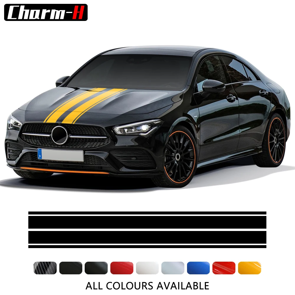 Edition 1 Bonnet Stripes Car Hood Sticker Vinyl Decal For Mercedes Benz CLA45 W176 W177 W204 W205 C63 A C E GLA CLA GLC AMG W212 |