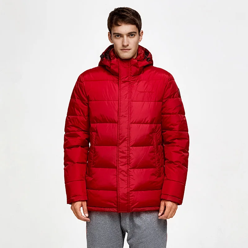 TIGER FORCE, зимнее мужское Стеганое пальто, Модная парка, толстая теплая куртка, ветронепроницаемые пальто, утолщенные повседневные куртки с капюшоном - Цвет: Красный