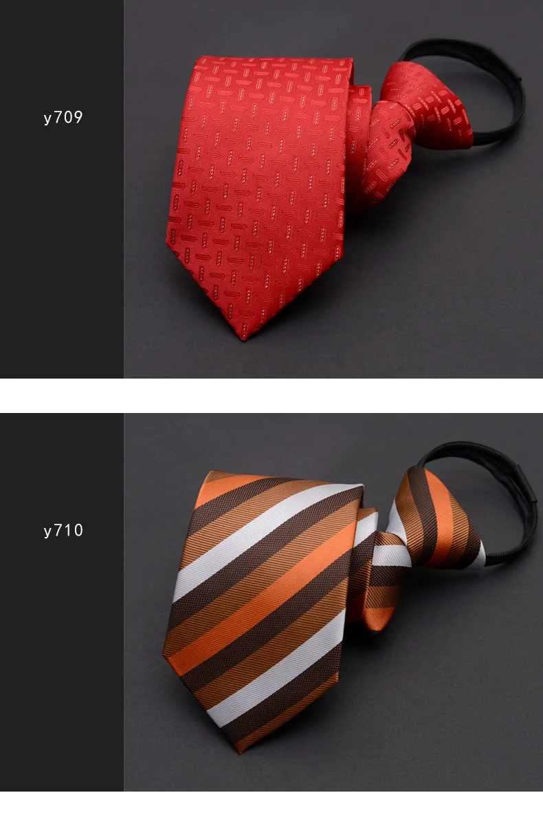 High Quality New Fashion Ties Men Business Worker Zipper 7cm Striped Tie Wedding Neckties for men Designers with Gift Box