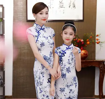 

Chinese Tradition Style Cheongsam for Girl and Women New Cotton Evening Party Qipao Princess Dress Chinese Dress