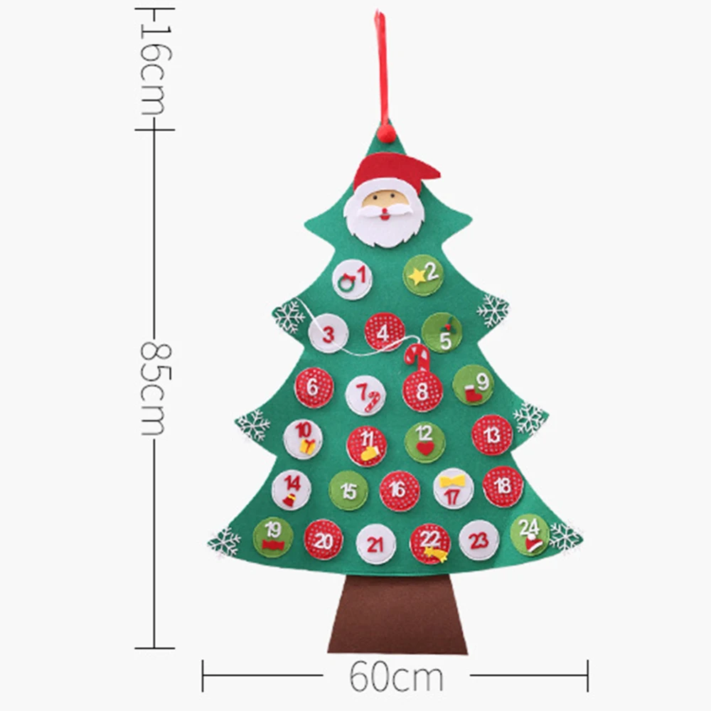 Christmas Cartoon Decorations Countdown Calendar Non-Woven Calendar Pendant Santa Claus Pattern Ornament