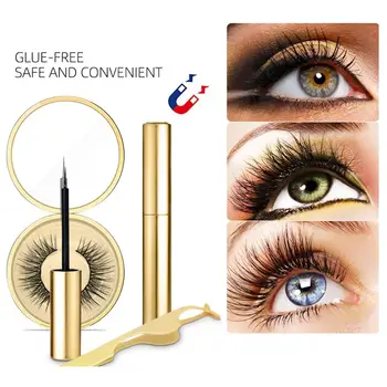 

Magnetic False Eyelashes & Eyeliner Set Magnetic Liquid Eye Liner Ultra Thin 5 Magnets 3D Full Eyes Reusable Eyelashes