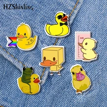 2021 New Baby Yellow Duck Acrylic Lapel Pin Cute Animal Epoxy Butterfly Clasp Pin Handmade Butterfly Brooch