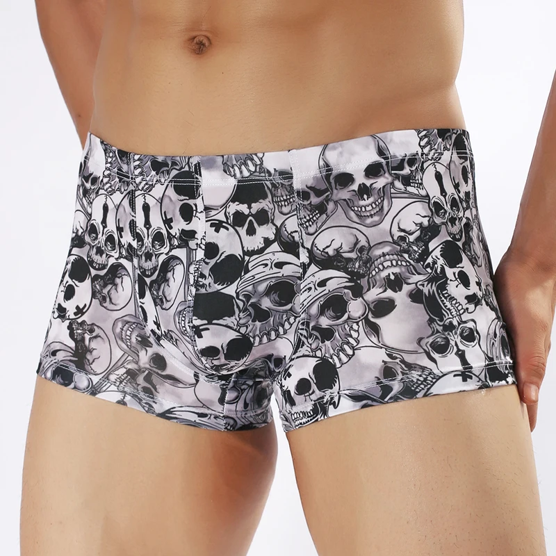

Halloween Mens Underwear Boxer Trunks SKULL Digitally Printed Sexy Panties Men Boxer Shorts Cueca Boxer Gay Underwear