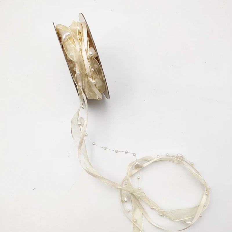 Искусственный жемчуг, выслушиваемые бусины, цепь, Organdy Organza Garland DIY, Свадебная вечеринка, подарочная упаковка, букет невесты, украшение для волос