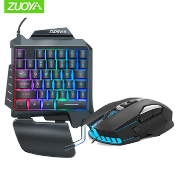 

ZUOYA 35 keys Backlight One-Handed Game Keyboard Mouse Set wired Gamer Gaming Mouse and Keyboard Kit For pro gamer