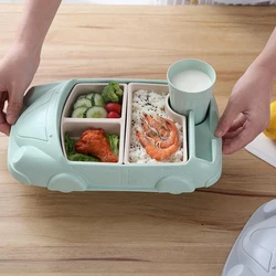 Vaisselle pour enfants en fibre de bambou, forme voiture, assiette à dîner créative, dessin animé, séparation, entraînement, service 