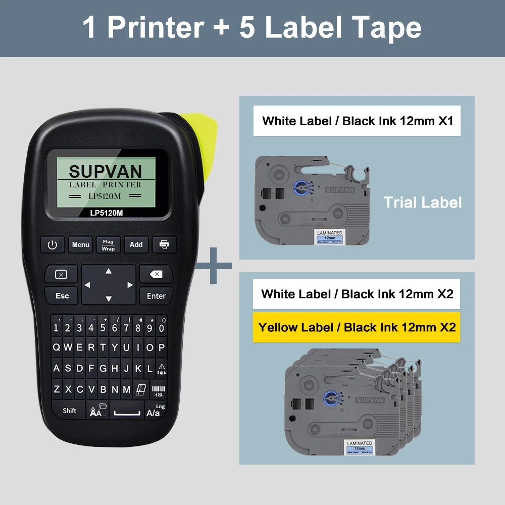 Supvan Labeler LP5120M Thermal Transfer Labels Printers Multiple Languages Labeling Machine Portable Labels Printing Machine New 