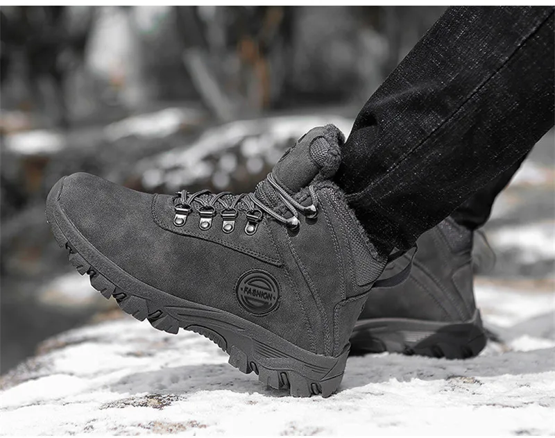 Зимняя обувь; мужские зимние ботинки; уличные теплые плюшевые ботинки из флока; ботильоны для мальчиков; мужские уличные кроссовки на плоской платформе; botas