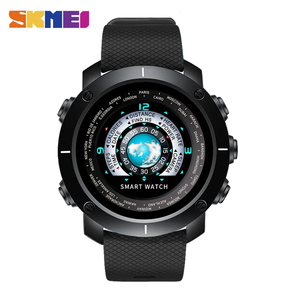 SKMEI 3D UI цифровой Смарт часы Для мужчин спортивные Smartwatch сердечного ритма калорий