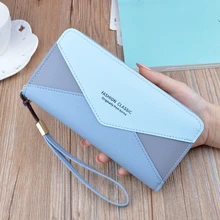 

New Women's Wallet Long Leather Envelope Zipper Female Clutch Bag Fashion Hit Color Coin Purses Card Holder High Capacity Wallet
