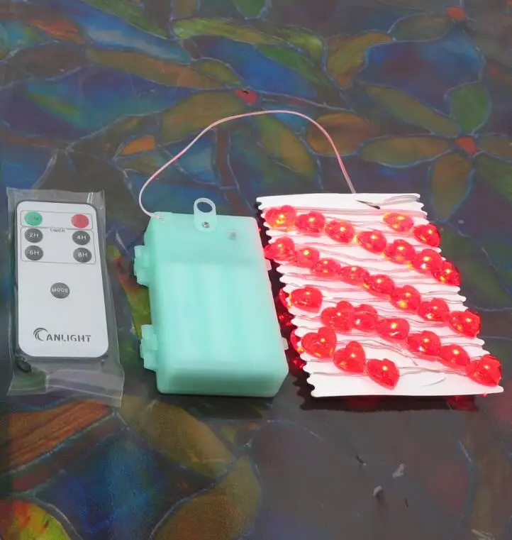 

LED Twinkle Light Organized by Copper Wire Valentine's Day Series Heart 3AA Battery Box with 12 Feature Remote Control Factory D